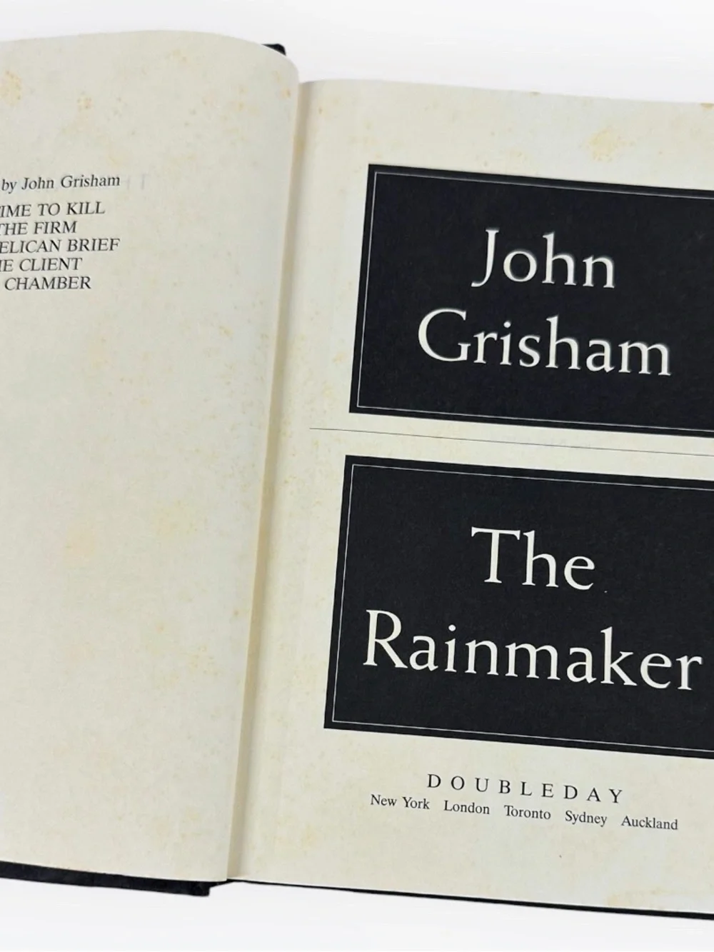 John Grisham The Rainmaker 1995 Doubleday Hardcover Black Gold Signature Vintage